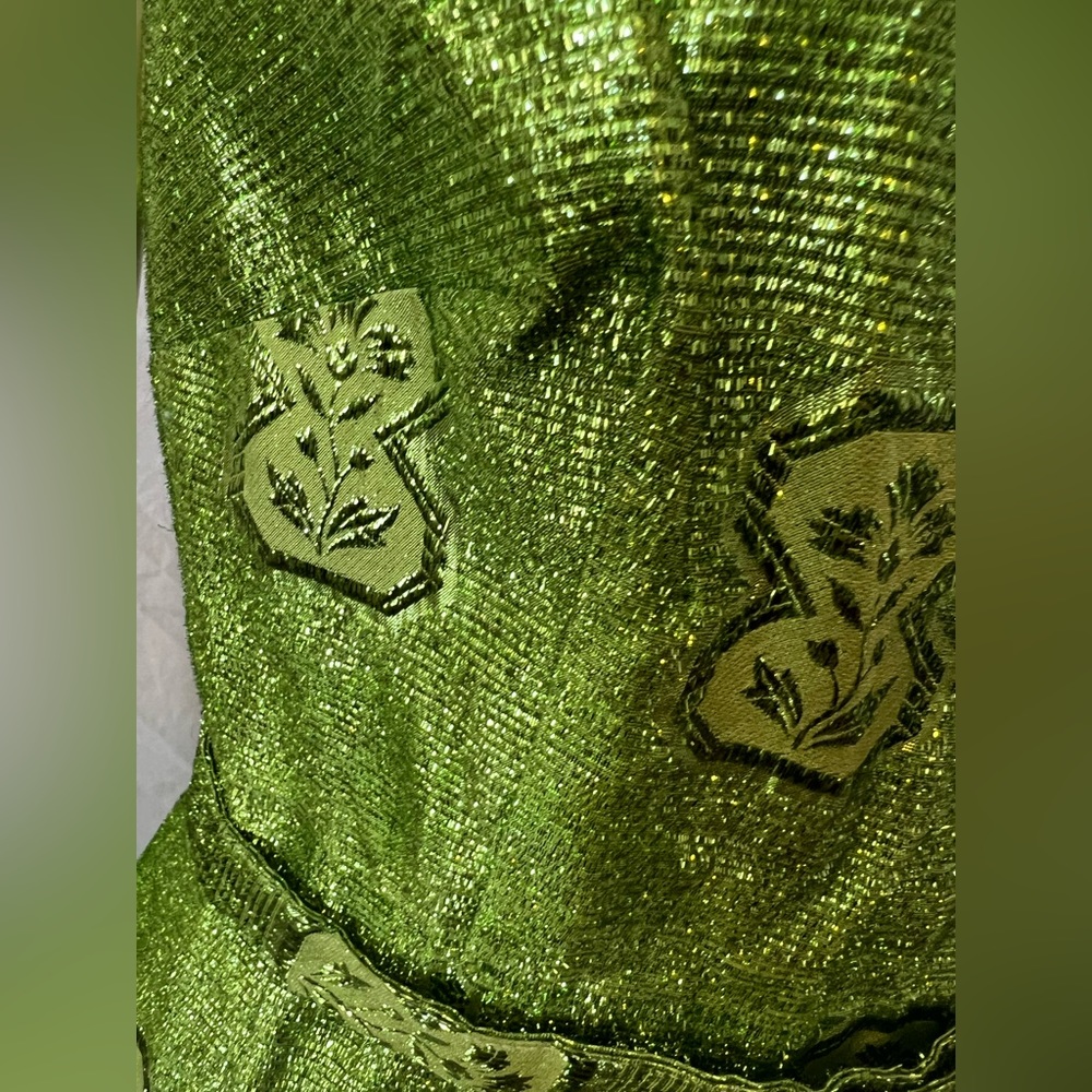 Rare! 5 piece 1950’s-60’s vintage metallic green brocade dress shoes clutch belt